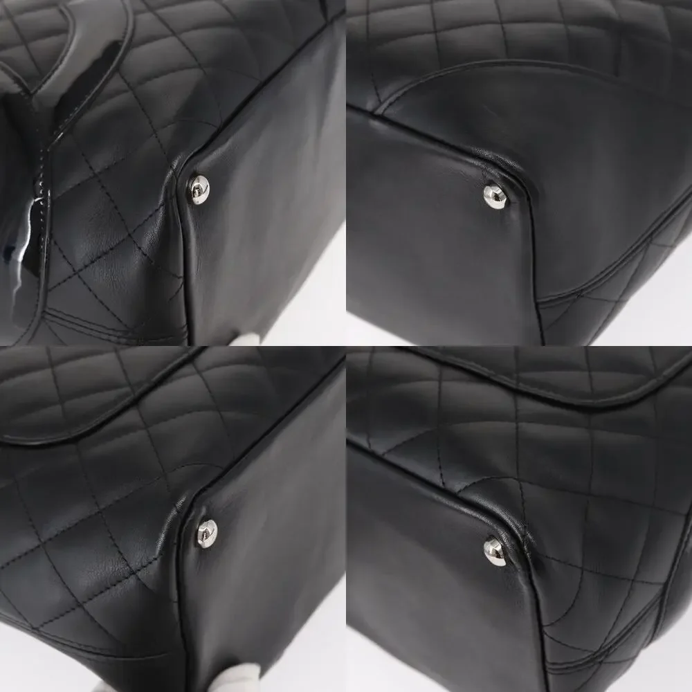 Chanel Leather Cambon Line Matelasse Tote Bag Black